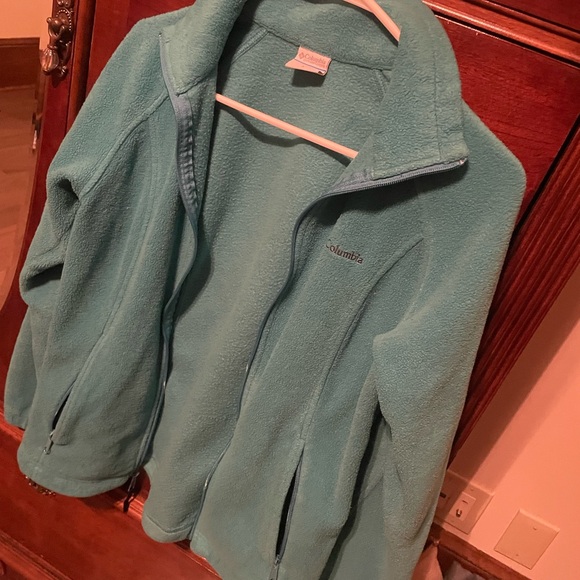 Women’s Columbia Fleece Jacket Aqua Bluish Size Small Like New - Picture 3 of 3